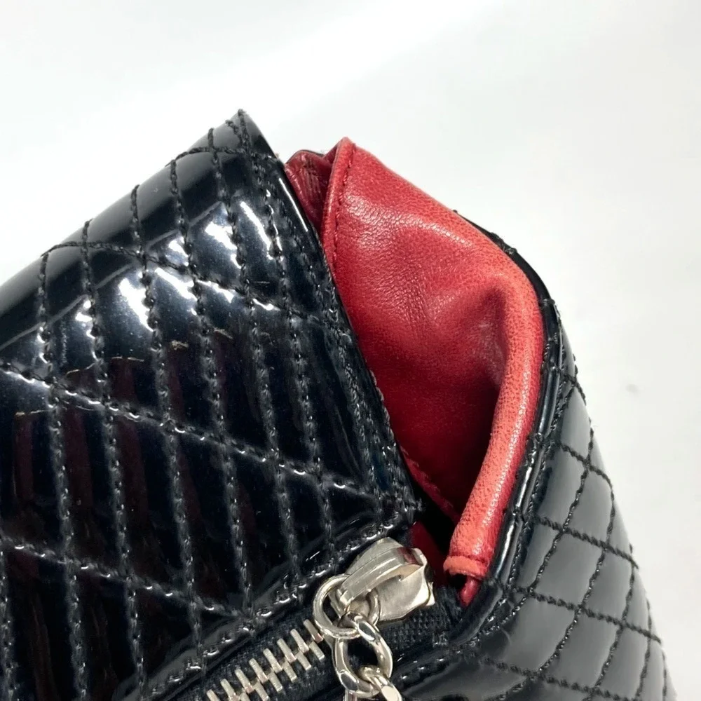 CHANEL Black Leather Logo Pouch